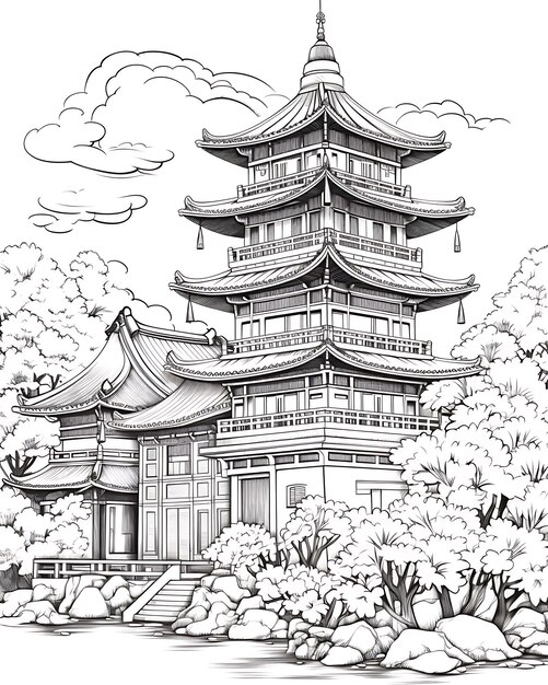 Coloración del edificio de la flor de loto de la pagoda