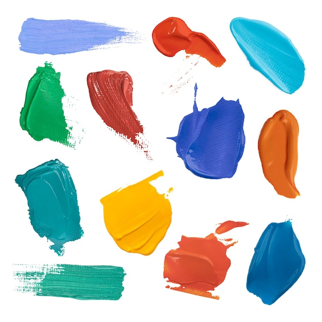 Coloración de pintura colorida con textura png trazo de pincel colección gráfica de arte creativo