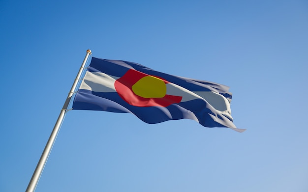 Colorado US State Flag niedriger Winkel. 3D-Grafik