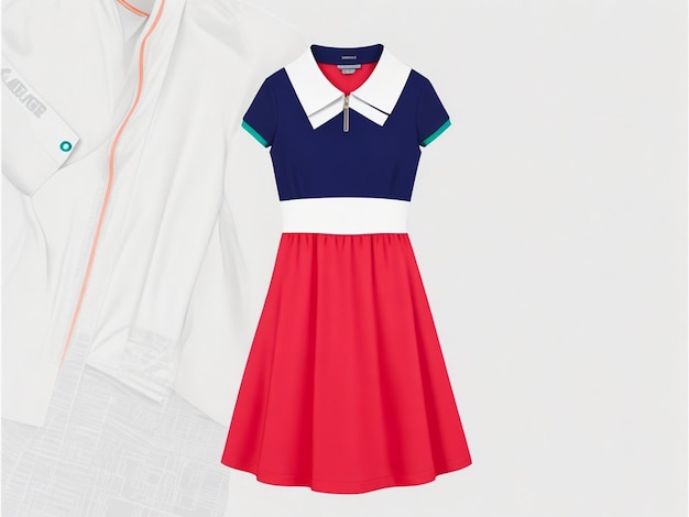 Colorblock-Polo-Kleid mit Reißverschluss-Detail-Vektordatei