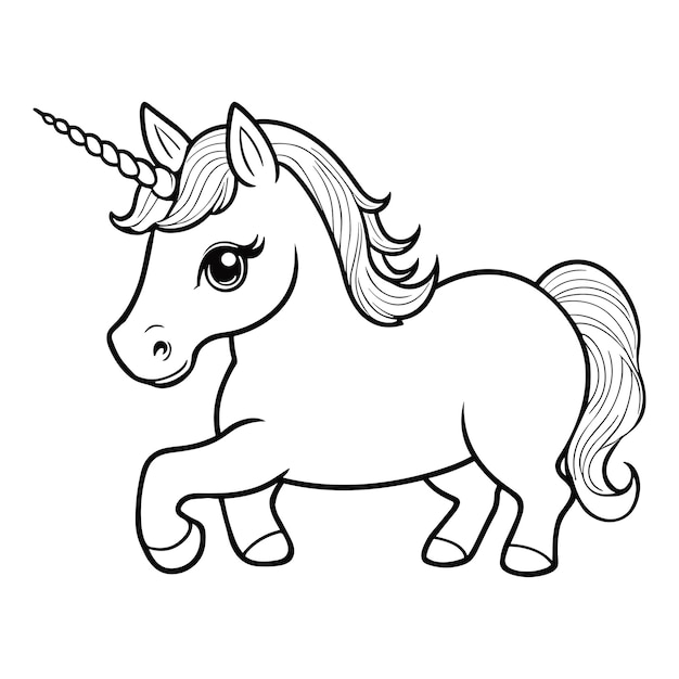 Foto colorear dibujo de contorno de unicornio para niños