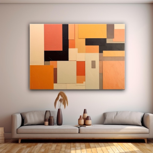 Colores abstractos y formas geométricas en una pared al estilo de rectángulos metálicos diseño modular ab