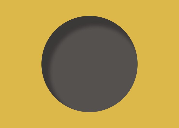 Foto los colores de fondo amarillo con agujero gris redondo minimalista y tienen sombra