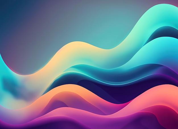 Los colores gradientes frescos se mezclan suavemente para crear ondas abstractas calmantes