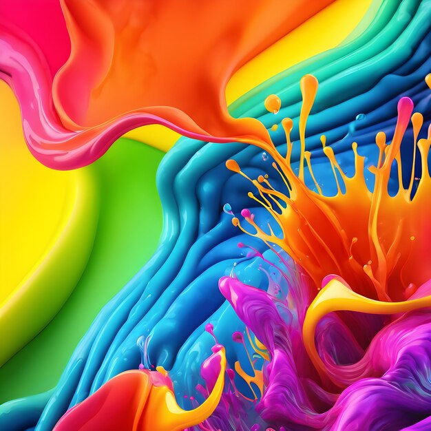 Foto colores de neón abstractos fondo ondulado líquido ia generativa