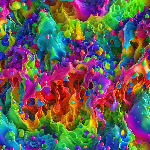 Foto colores de neón abstractos fondo ondulado líquido ia generativa