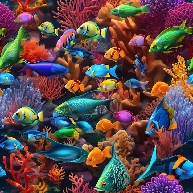 Foto colores de neón paisaje submarino ia generativa