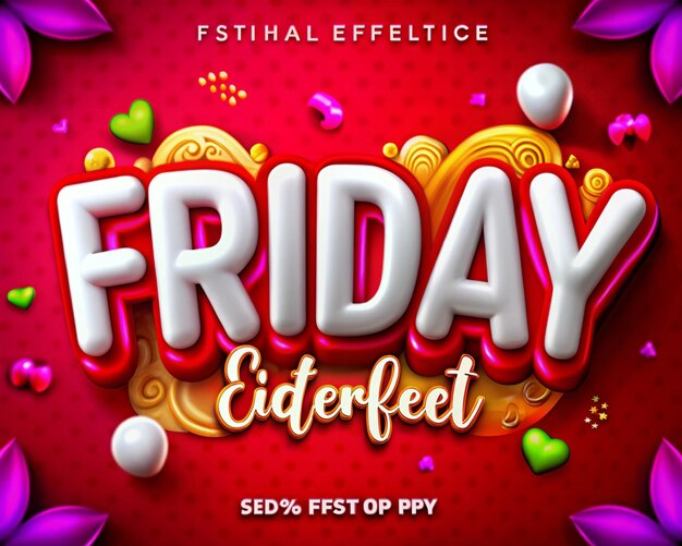 Colores rojos viernes Efecto de estilo de texto Efecto de texto editable