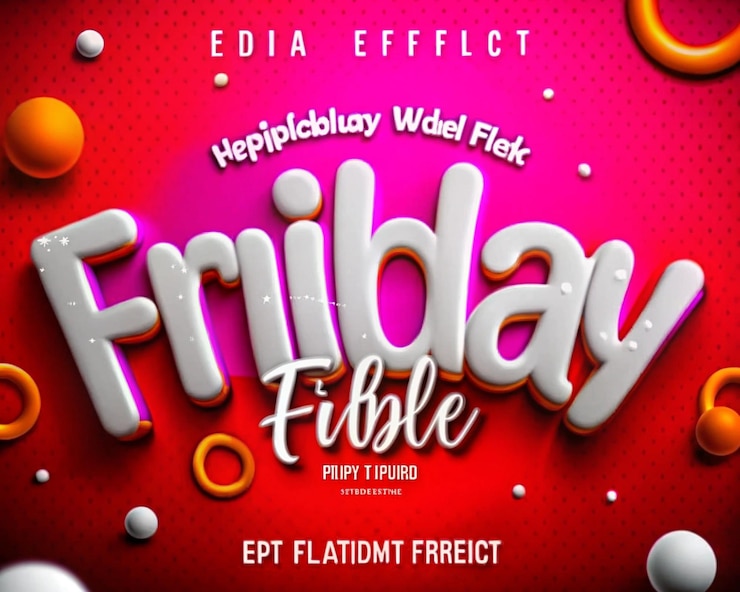 Foto colores rojos viernes efecto de estilo de texto efecto de texto editable