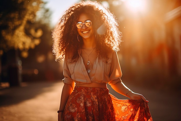 Los colores del verano se reflejan en la ropa y las gafas de sol de estas mujeres seguras de sí mismas que disfrutan del aire libre Ai generó