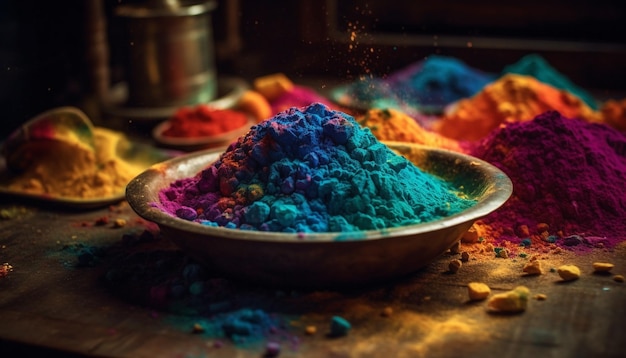 Los colores vibrantes explotan en una celebración india tradicional generada por IA