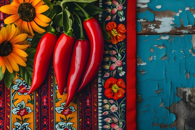 Foto colores vibrantes y ingredientes mexicanos frescos en el diseño popular