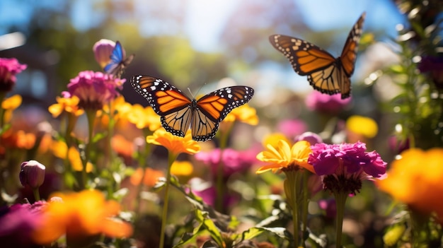 los colores vibrantes de un jardín de mariposas en el Día de la Tierra