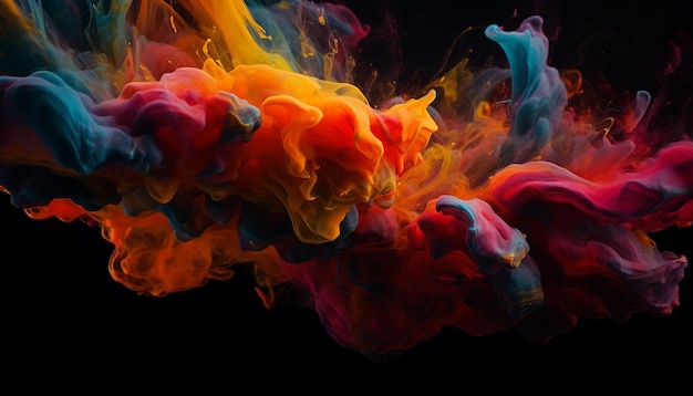 Los colores vibrantes se mezclan en una fantasía submarina abstracta generada por IA