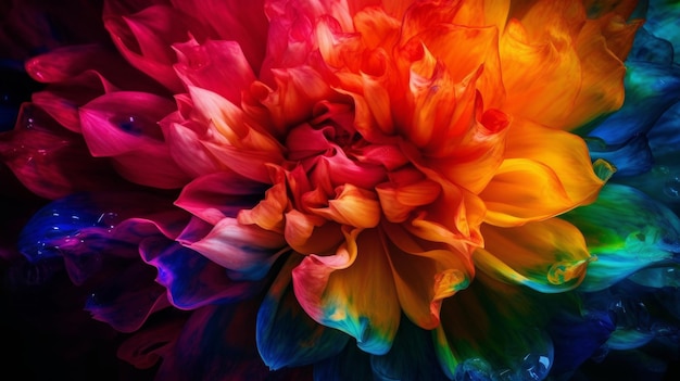 Colores vibrantes en un pétalo de flor generado por IA