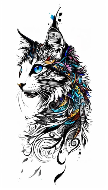 Foto colorful cat head mandala art