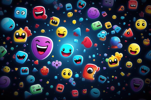 Foto a colorful collage of smiley faces with the words happy