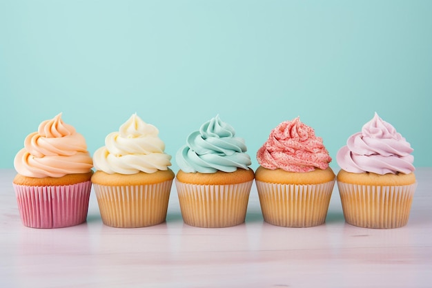 Foto colorful cupcakes with delicious frosting