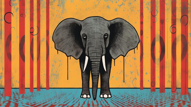 Foto colorful op art elephant una vibrante fusión de etam cru y jóvenes artistas británicos