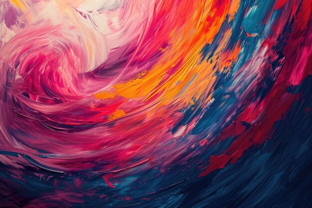 Foto colorful swirl painting on black background uma representação de movimento e energia usando pinceladas caóticas e cores vibrantes ousadas ai gerado