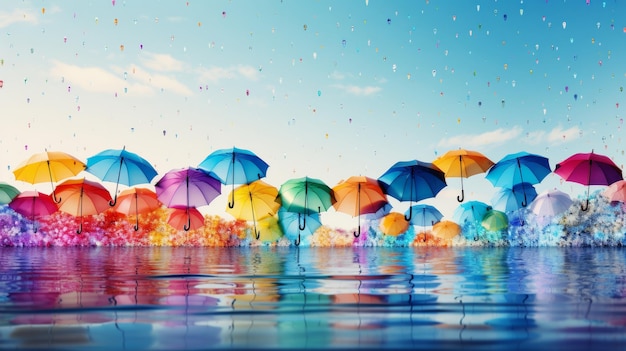 Foto colorful umbrellas and rain concept