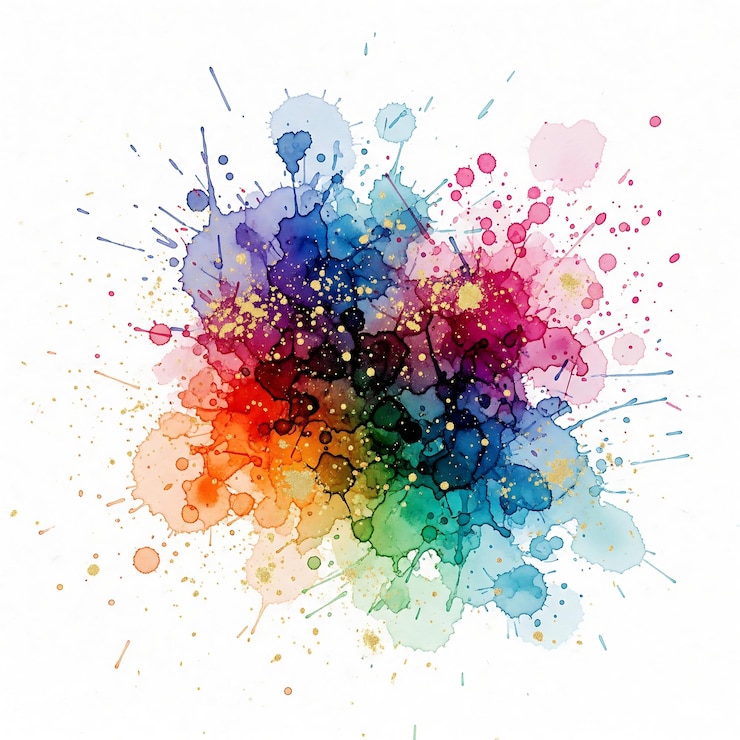 Colorful Watercolor Paint Splatter Explosion