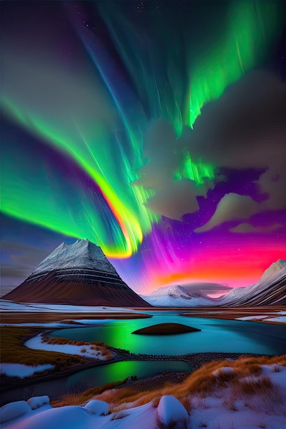 Colorida aurora boreal
