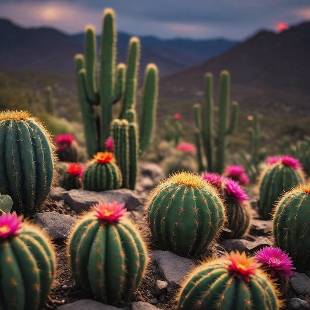 La colorida bandera de los cactus del Cinco de Mayo