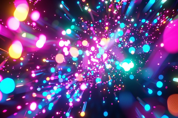 una colorida bola de luces en la oscuridad