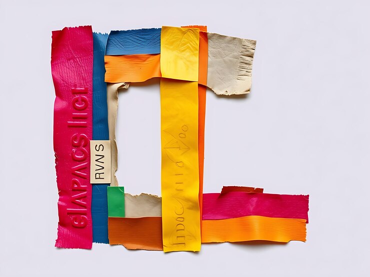 Foto colorida cinta letra l dibujado a mano collage obra de arte diseño minimalista
