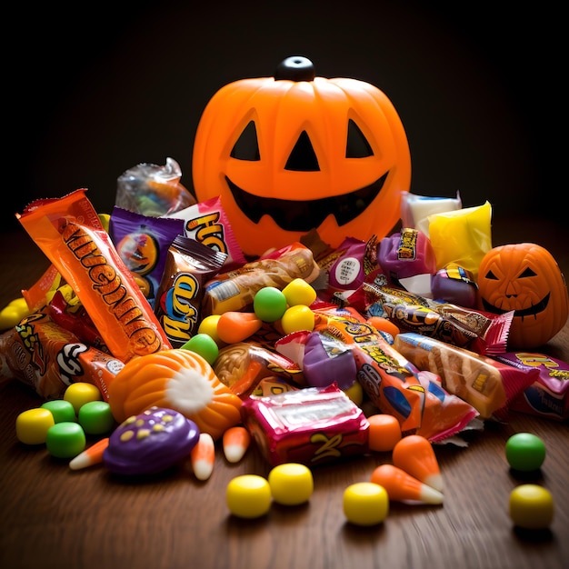 colorida colección de calabazas dulces de halloween