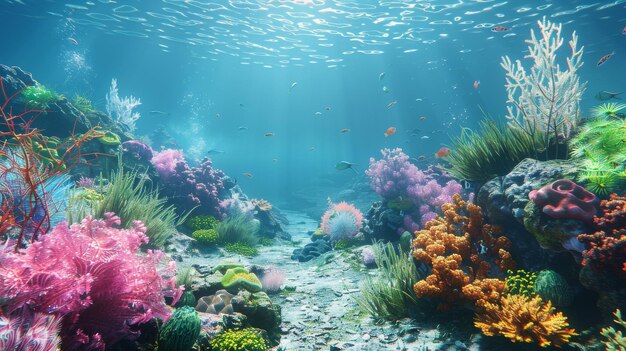 Foto una colorida escena submarina con una variedad de peces y corales