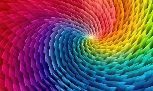 Una colorida espiral con los colores del arcoíris.