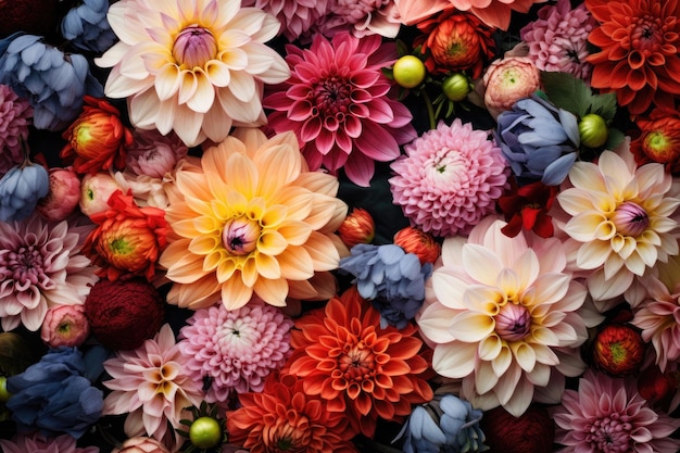 una colorida exhibición de flores del jardín de flores.