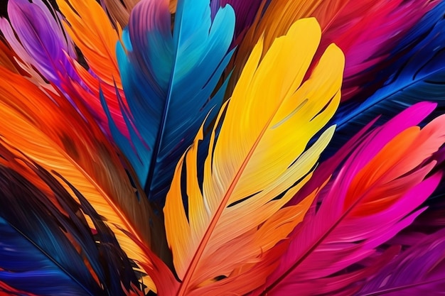 Una colorida exhibición de plumas que es de la serie plumas.