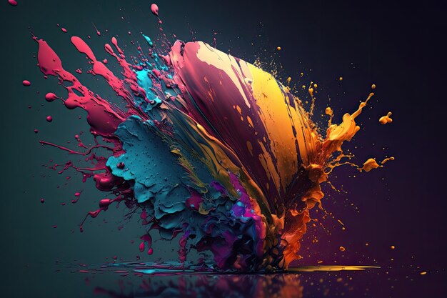 Una colorida explosión de pintura y un chorrito de líquido.