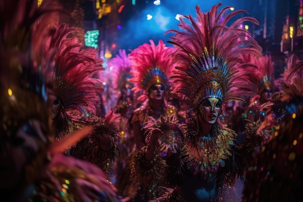 Colorida festa de carnaval dançando e alegria generativa IA