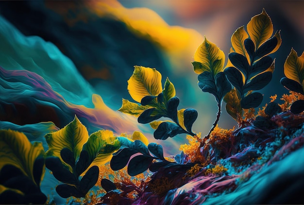 Una colorida fotografía abstracta de la naturaleza.