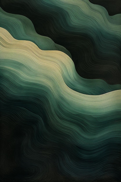 una colorida ilustración abstracta de una ola con un fondo verde.