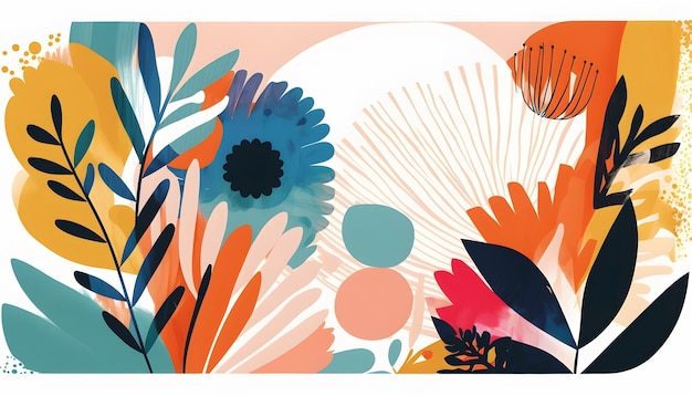 Una colorida ilustración de un arreglo floral con la palabra amor.