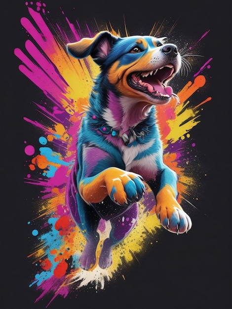 colorida ilustración de graffiti de un perro Diseño de camiseta vectorial