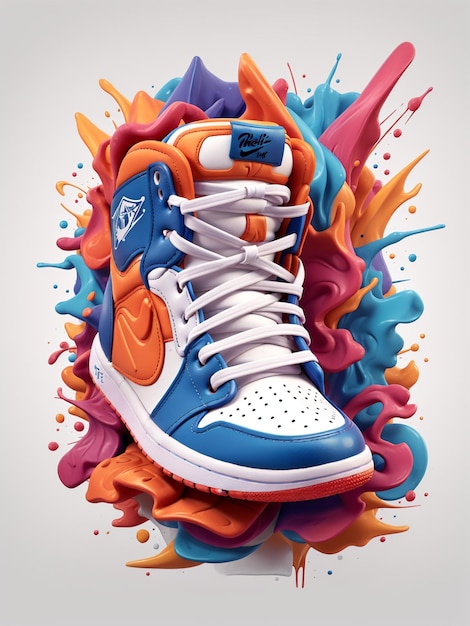 colorida ilustración de graffiti de zapatos Jordan 3