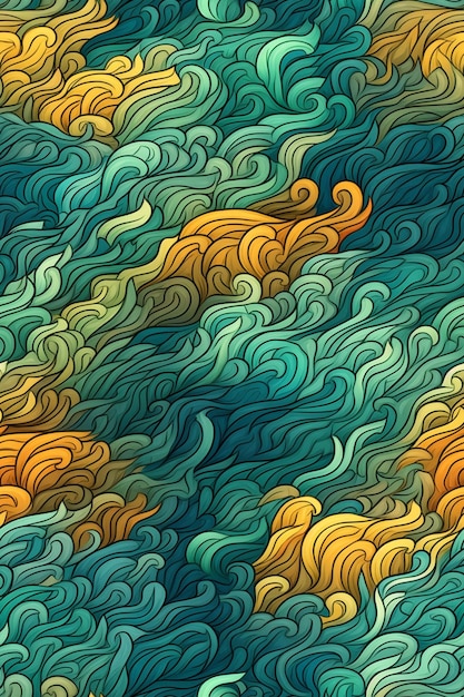 Una colorida ilustración de una ola marina con las palabras "la palabra" en la parte inferior. "