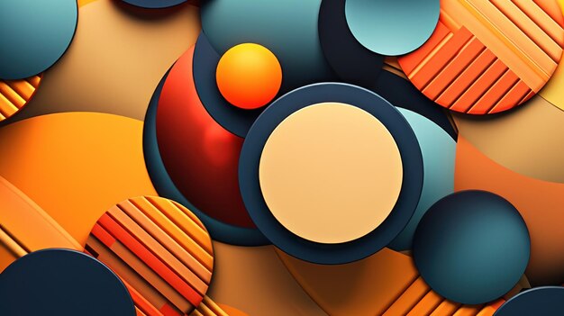 una colorida ilustración de una serie de círculos con círculos naranjas y azules.