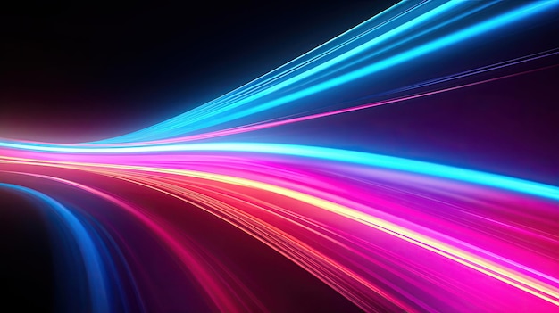 Una colorida imagen abstracta de una larga exposición de rayos de luz.