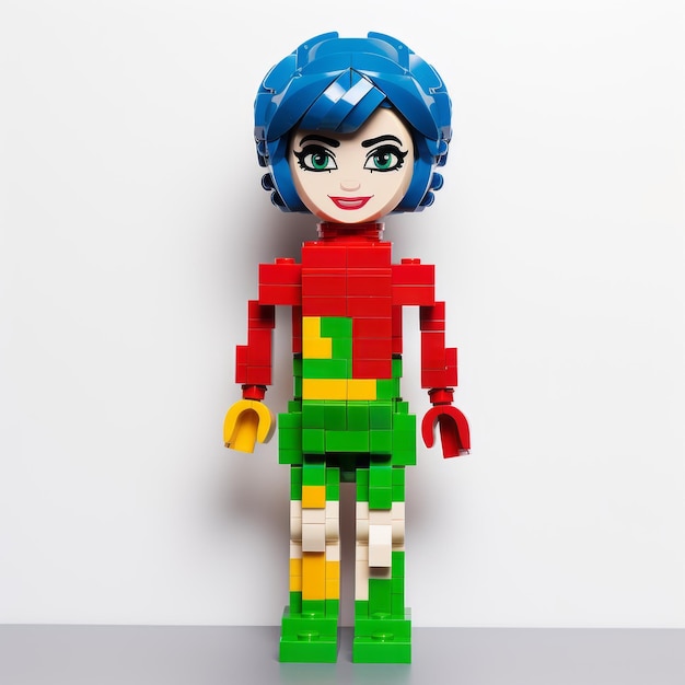 Foto colorida lego girl com alto detalhe estilo dc comics