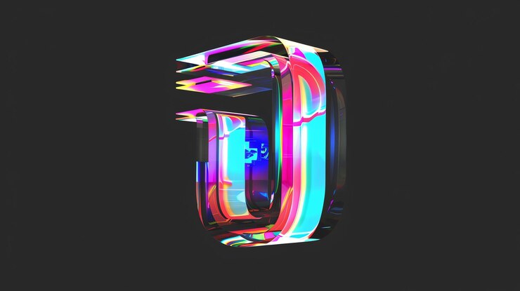 Foto una colorida letra 3d u sobre un fondo negro