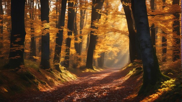 Una colorida y majestuosa cascada en el bosque del parque nacional durante el otoño