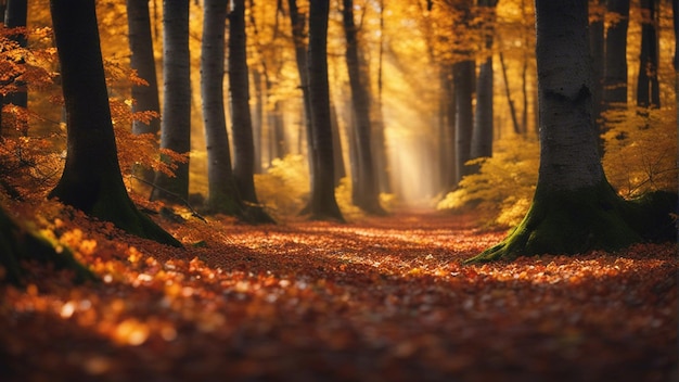 Una colorida y majestuosa cascada en el bosque del parque nacional durante el otoño