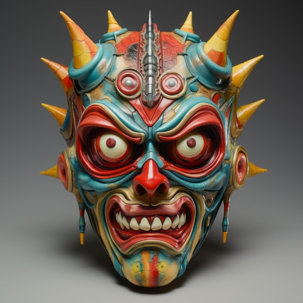 La colorida máscara del monstruo del tsunami inspirada en Todd Schorr y la dinastía Han